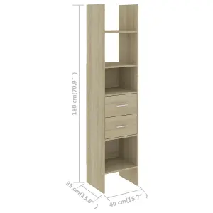 Berkfield Book Cabinet Sonoma Oak 40x35x180 cm Engineered Wood