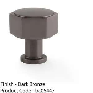 Industrial Hex Cabinet Door Knob - 33mm Dark Bronze Cupboard Pull Handle