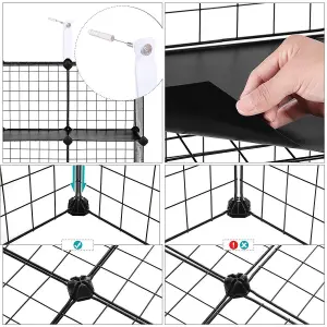 SONGMICS 6-Cube Wire Grid Storage Rack, Interlocking Shelving Unit with Metal Mesh Shelves and PP Plastic Sheets