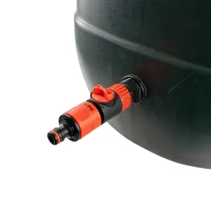 Water butt/rain barrel/strorage tank outlet valve+adaptor/connector.Easy turn flow control,universal male hose connection