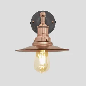 Industville Brooklyn Flat Wall Light, 8 Inch, Copper, Copper Holder