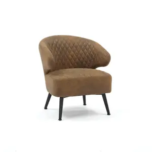 Faux Leather Suede Brown Guistina Accent Chair