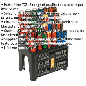 61 PACK - Hammer Through Screwdriver Nut Driver & Bit Set - Strike Cap & Storage