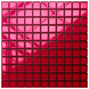 Glass mosaic on mesh for bathroom or kitchen 300mm x 300mm - Red passion