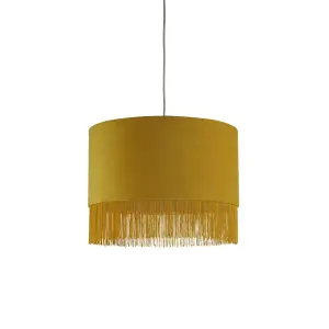 Lighting Collection Aberarth Mustard Velvet Fringe Shade