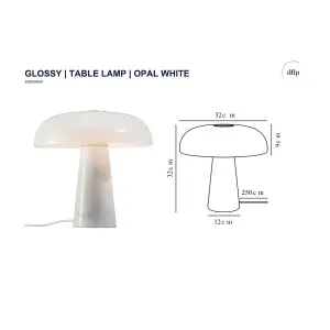 Nordlux DFTP Glossy Indoor Living Dining Bedroom Table Lamp In Opal White (Diam) 32cm