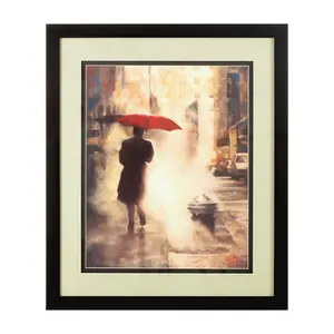 Interiors by Premier Framed Man Under Umbrella Wall Art