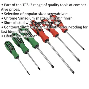 6 PACK Premium Soft Grip Handle Screwdriver Set - Slotted & POZI Magnetic Tip