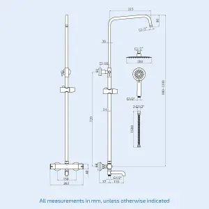 Nes Home Fawley Round Thermostatic Shower Kit with Bath Filler Chrome