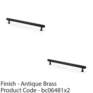 2 PACK - Industrial Hex T Bar Pull Handle - Matt Black 224mm Centres Kitchen Cabinet Door