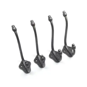 Oakcrafts - Antique Cast Iron Hat and Coat Hook Pineapple Tipped 115mm - Pack of 4