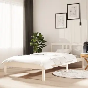 Berkfield Bed Frame White Solid Wood 100x200 cm