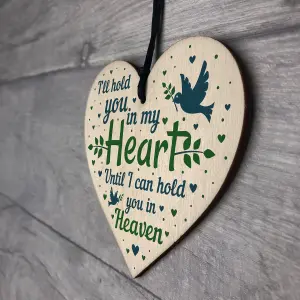 Red Ocean Mum Nan Dad Tribute Wooden Heart Memorial Tree Decoration Plaque Bauble In Memory Sign