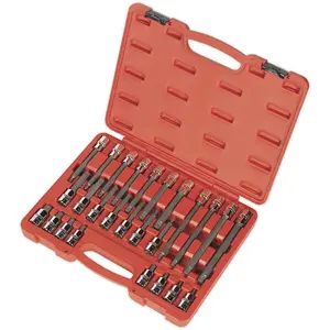 26-Piece Spline Star Socket Bit Set with Mechanics Case - 1/2" Drive