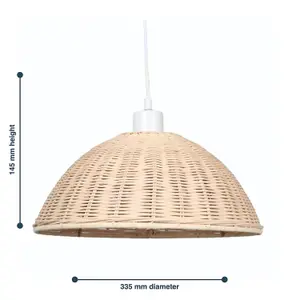 First Choice Lighting Set of 2 Colette Rattan Dome Pendant Lightshades