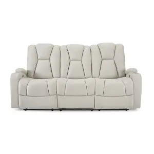 Hannah 3 Seater Electric Recliner, Light Grey Air Leather