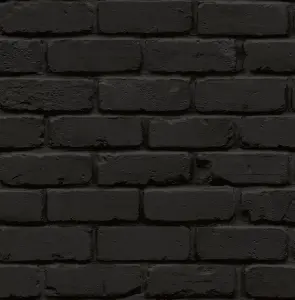 NuWallpaper NUS4842 Amsterdam Brick Peel & Stick Wallpaper, Black