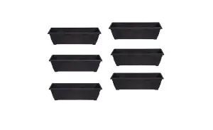 6 x 60cm Slim Plastic Venetian Window Box Trough Planter Pot Black Colour