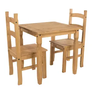 Core Products Corona square dining table & 2 chair set, antique waxed pine