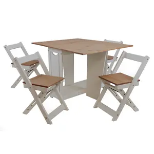 Mercers Furniture Corona Grey Wax Butterfly Dining Set & 4 Chairs Folding Compact Drop Leaf with Mexican Styling