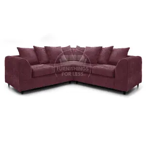 Monaco Chenille Fabric 5 Seater L Shaped Corner Sofa  Purple