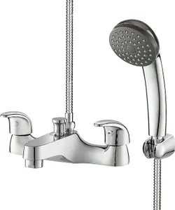 BATHWEST Bathroom Taps with Shower Waterfall Solid Brass Chrome Modern Dual Lever Bathroom Tub Filler Mixer Taps