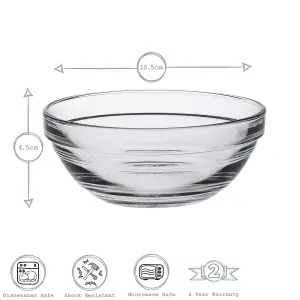 Duralex - Lys Glass Stacking Bowls for Kitchen, Serving - 10.5cm (4") - Pack of 6