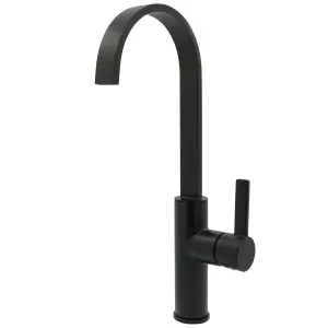 Francis Jeroni Swept Spout One Handle Black Cold Open Mono Kitchen Mixer Tap