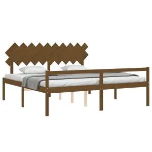 Berkfield Bed Frame with Headboard Honey Brown 200x200 cm Solid Wood