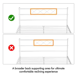 Yaheetech White 4ft6 Double Metal Bed Frame with Cross-design Headboard & Footboard