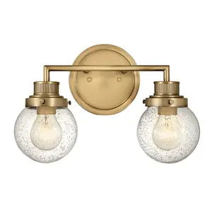 Luminosa Hinkley Poppy Bathroom Wall Lamp Heritage Brass, IP44