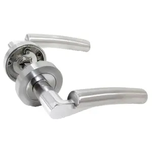 Modern Fresh Chrome Duo Verona Style Curved on Round Rose Lever Door Handles