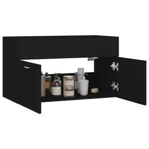 Berkfield Sink Cabinet Black 80x38.5x46 cm Engineered Wood