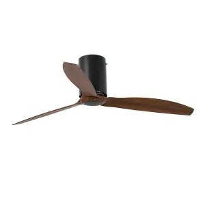 Luminosa Mini-Tube Matt Black, Wood Ceiling Fan With DC Motor Smart - Remote Included