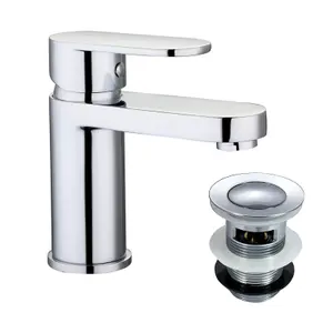 Nes Home Modern Chrome Bathroom Mono Basin Sink Mixer Tap With Waste