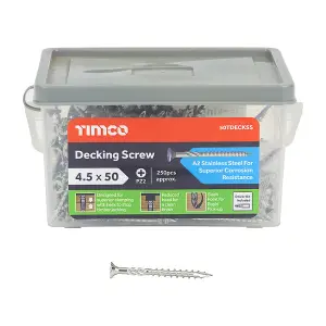 Timco - Decking Screws - PZ - Double Countersunk - Stainless Steel (Size 4.5 x 50 - 250 Pieces)