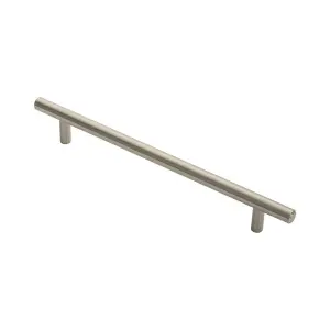 2x Round T Bar Cabinet Pull Handle 252 x 12mm 192mm Fixing Centres Satin Nickel