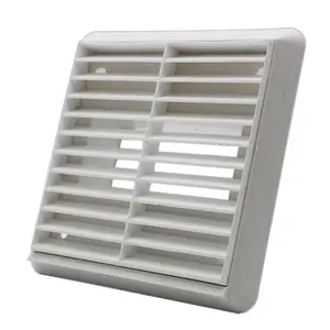 Kair White Louvred Wall Vent Grille 155mm External Dimension with 110mm x 54mm Rectangular Rear Spigot