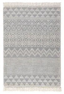 Ivory Kilim Geometric Luxurious Modern Wool Moroccan Wool Hand Made Rug For Dining Room Bedroom & Living Room-160cm X 220cm