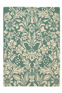 Floral Soft Teal Green Handmade Modern Rug For Bedroom & Living Room-200cm X 290cm