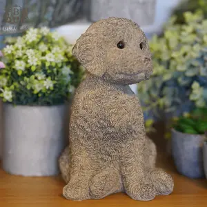 Cockapoo Puppy Dog in Natural Brown Finish Indoor Resin Garden Decoration Ornament Statue Sculpture