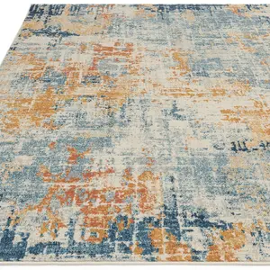 Blue Orange Modern Abstract 9mm Thick Stain-Resistant Rug For Bedroom, & Dining Room, Easy to Clean Rug-120cm X 170cm