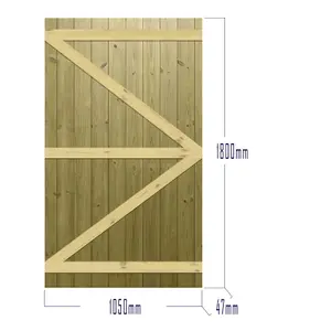 Premier Garden Supplies Pedestrian Gate 180cm (6ft) High x 105cm Wide Tongue & Groove Flat Top Semi-Braced Single Swing Gate