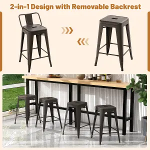 Costway Set of 4 Dining Chairs Modern Metal Bar Stools w/ Removable Back