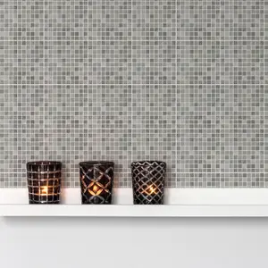 24 Pieces 15x15cm Natural Grey Limestone Mosaic Tile Stickers