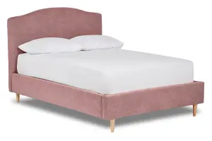 Ember Simple Shaped Fabric Bedstead Only 4FT6 Double- Marlow Dusty Pink