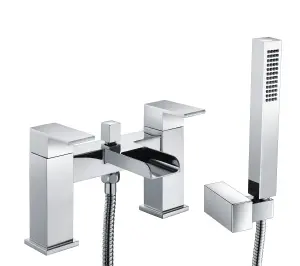 Square Bath Filler Tap with Shower Kit - Chrome