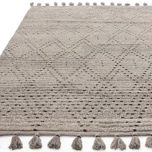 Grey Easy to clean Geometric Modern , Wool Rug for Living Room, Bedroom - 200cm X 290cm