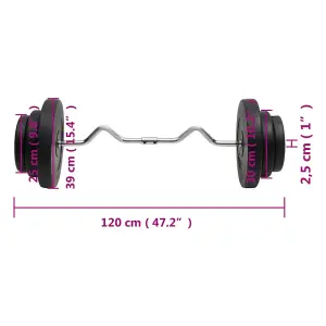 Curl Barbell with Plates 60 kg Workout Fitness Gym Essential