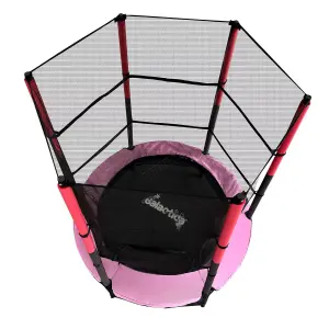 Galactica Mini Trampoline 4.5FT 55inch with Safety Net Enclosure Indoor Outdoor Children Activity Junior Trampoline Pink